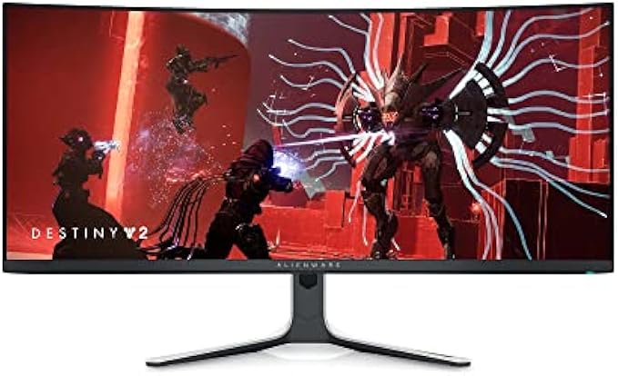 Alienware AW3423DW 34.18-inch Quantom Dot-OLED Curved Gaming Monitor, 3440x1440 pixels at 175Hz, 1800R Curvature, True 0.1ms gray-to-gray, 1Million:1 Contrast Ratio, 1.07 Billions Colors - Lunar Light