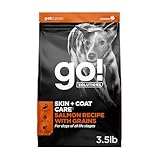 Go! Solutions Skin + Coat Care Salmon Dry Dog Food with Grains, Chicken-Free, Healthy Kibble with Omega-3s & 6s for Soft, Shiny Fur, for Puppies, Adults, & Seniors, 3.5 lb Bag