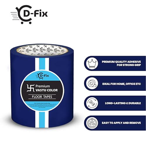 Image of D-fix Vastu Color Floor Tapes | 4 Inch Wide, 25M Each | Blue | Vastu Dosh Remedy, Vastu Correction for WC, Toilet, Entrance, Home & Office (1 Rolls Pack)