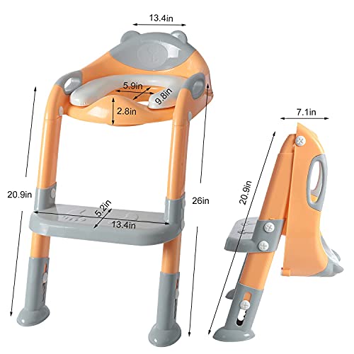 Fedicelly Potty Training Toilet Seat Boys Girls,Toddlers,Kids Potty Chair With Step Stool Ladder（Gray/Orange） #TOP5