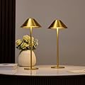 Bojim Gold Cordless Lamp Set of 2, Rechargeable Touch Table Lamps with 3 Color Dimming, Portable Wireless Lamps for Reading/Home Decor