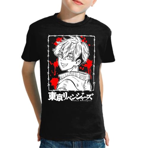 the Fan Tee Camiseta Infantil de Niño Niña Dibujos Animados Tokio Anime japonés – Banda Callejera y Líder del Rubio, Mikey, Gang 004 12 años