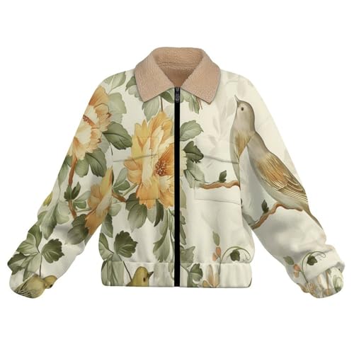 Chaqueta de peluche para mujer con acabados de alta costura retro y sherpa 5