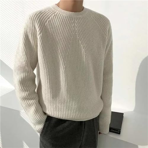 Autumn Winter Men's Knitted Pullovers Casual Plaid Solid Luxury Sweater Vintage Loose O Neck Long Sleeve Tops2