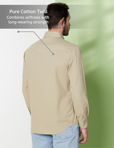 Image of Symbol Premium Men's Washed Cotton Twill Casual Shirt - Regular Fit | Pure Cotton (Available in Plus Sizes)