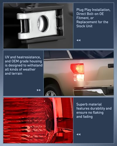 Image of Nilight Taillight Assembly Compatible with 2007 2008 2009 2010 2011 2012 2013 Toyota Tundra Rear Tail Light Lamp Replacement OE Style Driver and Passenger Side