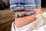  Made by Nami Surfer Fußband Damen & Herren - Boho Ethno Hippie Fußkettchen - Handmade Strand Festival Accessoires - 100% Wasserfest & Verstellbar - 100% Ökologische Baumwolle Rund (Türkis)