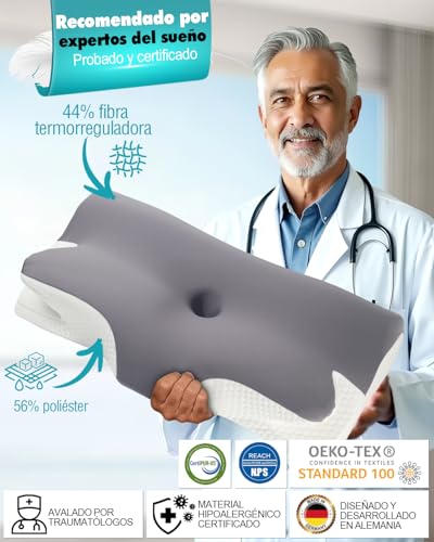 IDEA Almohada Cervical, Almohada Ergonómico de Espuma Viscoelastica, Almohada Ortopedica Espuma de Memoria, Almohada Cervicales y Cuello para Dormir de Lado y Boca Arriba, Memory Foam Pillow - imagen 6