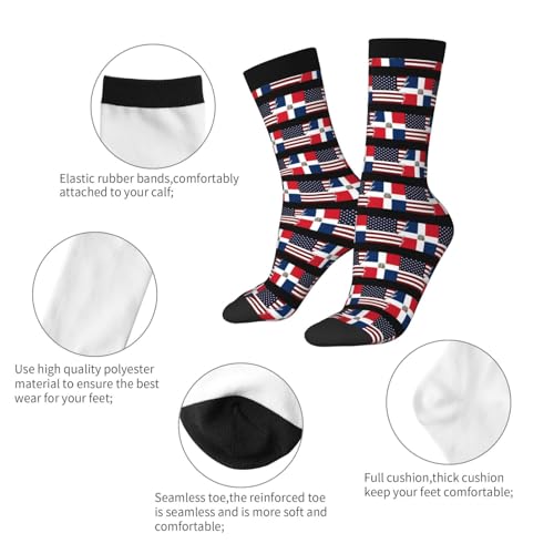 Torn Style American And The Dominican Republic Flags Socks For Men Women Gift Sport Crew Socks Funny Wicking Socks4