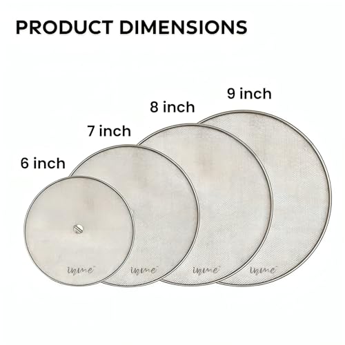 Image of Inme Stainless Steel Net Cover Lid for Vessel Utensil, Milk Cover Jali Multipurpose Net lids for Fruits Food Bowls Kadai Plate Mesh Strainer in Kitchen Dining Table - Set of 4, Silver