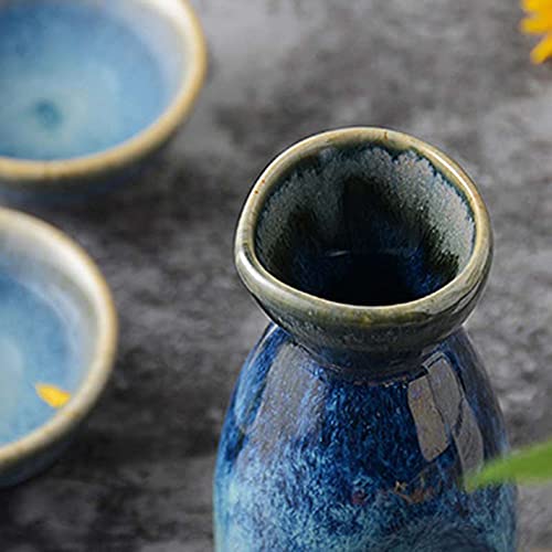 Sake Cup Set 5 Stücke, Traditionellen Keramik Japanischen Stil Sake-Servierset, einschließlich 4 Kleine Weingläsern/Sake Schale 30ml und 1 Sake-Topf 130ml, für Sake Reiswein