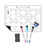 Ensemble Comprend: Cet ensemble de tableau magnetique mural est entièrement équipé, contenant 1 tableau magnetique mural, 3 marqueurs pour tableau blanc, 1 effaceur pour whiteboard. Ouvrez l'emballage et utilisez directement. Le magnetic ardoise effacable de taille A3 est suffisamment grand pour afficher clairement la vue complète des plans mensuels et hebdomadaires. L'effaceur pour inclus efface facilement sans laisser de traces