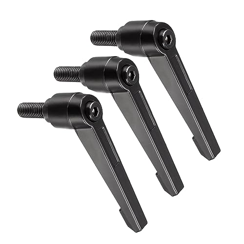 Image of Clamping Lever Handles, M10 x 25mm Male Thread, Adjustable Quick Release Locking Rotating Bolt Knobs Black - (Applications: for Lathe Machinery), 3-Pieces