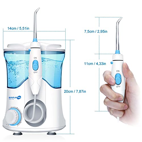 SIMPLETEK - Professionelle elektrische Munddusche mit einstellbarem Wasserstrahl mit 7 austauschbaren Köpfen mit 600 ml Tank – Bild 4