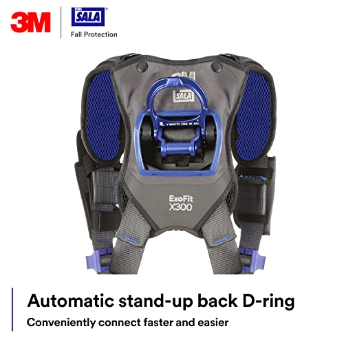 Image of 3M 1113423 DBI-SALA ExoFit X300 Comfort Vest Climbing /Positioning Safety Harness, General Industry Fall Protection, Back, Front, and Hip D-Rings, Tongue Leg Buckle, Auto Lock Quick Connect Chest, XL
