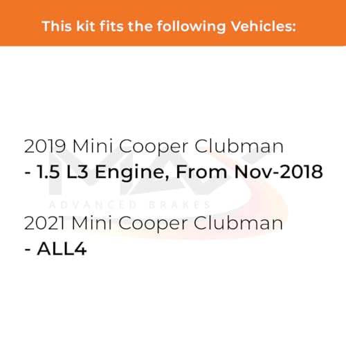 Image of Max Advanced Brakes Front & Rear Brake Kit Compatible With 2019 2021 Mini Cooper Clubman 1.5 L3 Engine ALL4 Replacement Premium OE Disc Brake Rotors and Ceramic Brake Pads