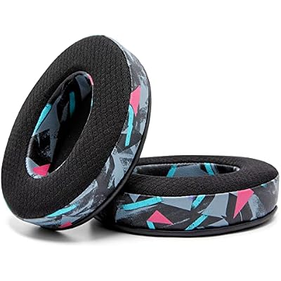 WC Freeze Hybrid Fabric Cooling Gel Replacement Earpads - Compatible with HyperX Cloud, Steelseries Arctis, ATH M50X, Turtle Beach Stealth & More - Comfortable & Cooler for Longer | 90's Black