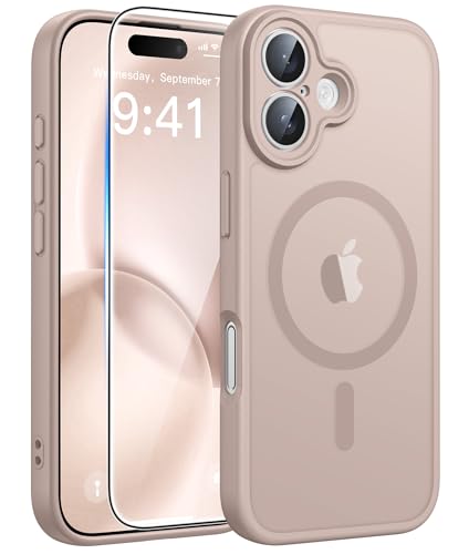 Image of FNTCASE for iPhone 16 Case: [Compatible with Magsafe] Translucent Matte Cases with [Full Camera Protection] [Screen Protector] Military Grade Shockproof Protective Phone Cover - Desert Gold