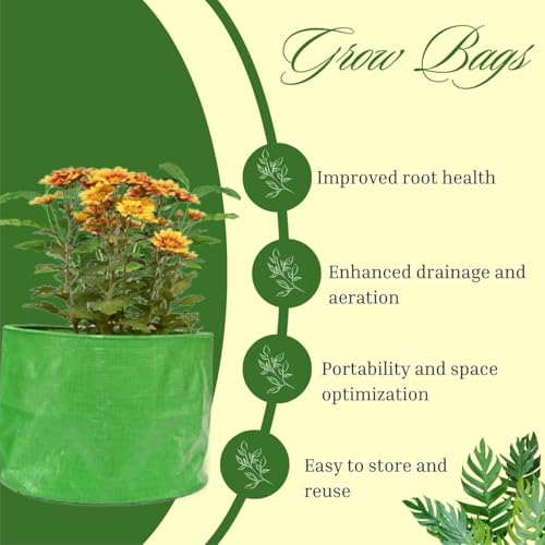 Image of IAgriFarm HDPE UV Treated 24x24 inch, 250 GSM - Pack of 1, Round /Green Color Plant Grow Bag