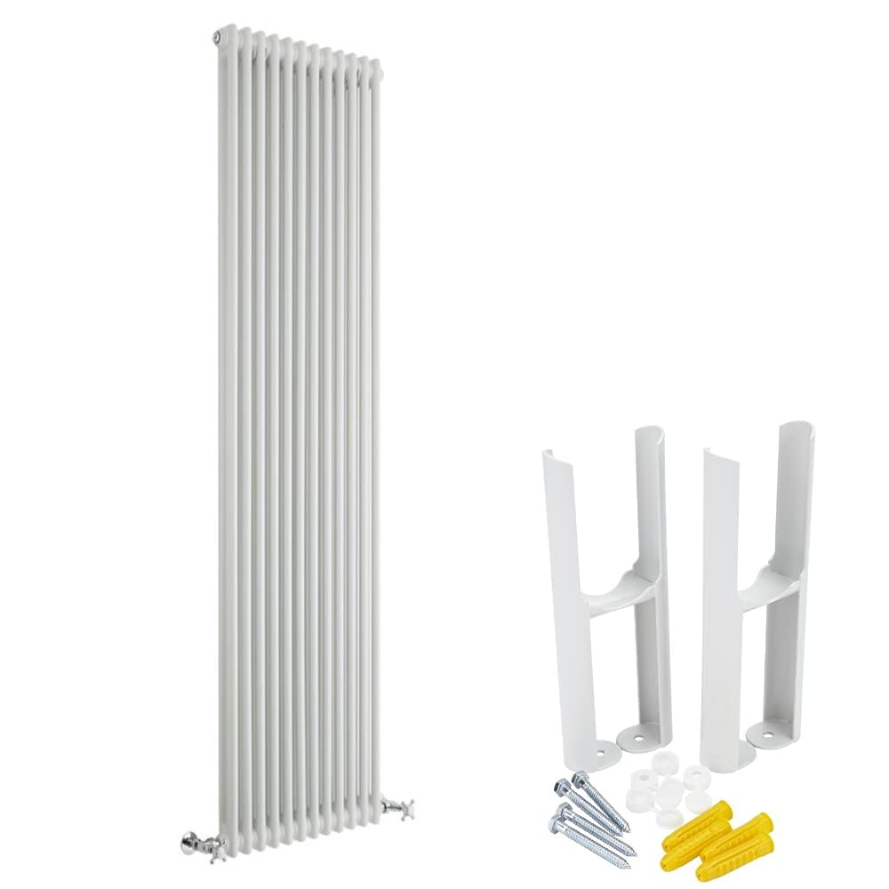 Milano White Windsor Cast Iron Style Vertical Double Column Radiator Feet - 1800Mm X 560Mm