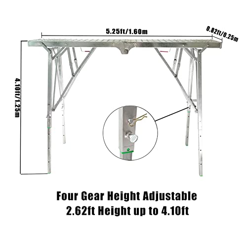 Gaeaauto Portable Folding Scaffolding Platform Work Bench Scaffold Step Ladder With Adjustable Height And 882 Lbs Max Load #TOP1