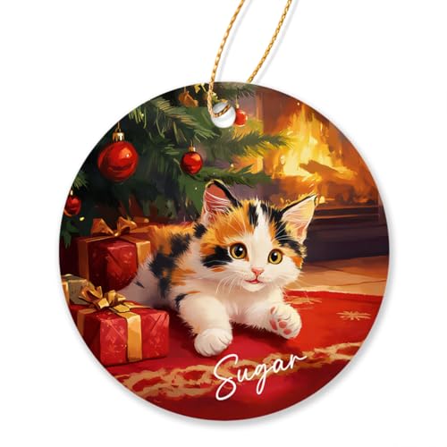 Personalized Christmas Tree Ornament: Dilute Calico Cat