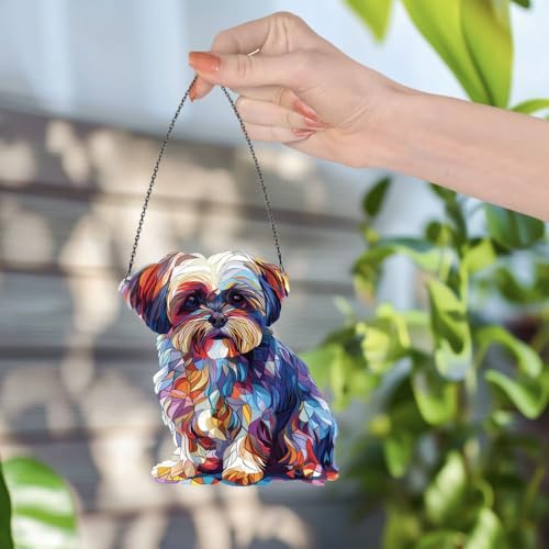 Image of Shih Tzu Acrylic Ornament Gift for Dog Lovers Christmas Car Hanging Decor