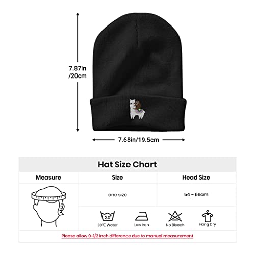 Image of Embroidery Goth Beanie Knit Hats for Men & Women, Embroidery Winter Hats Skull Cap