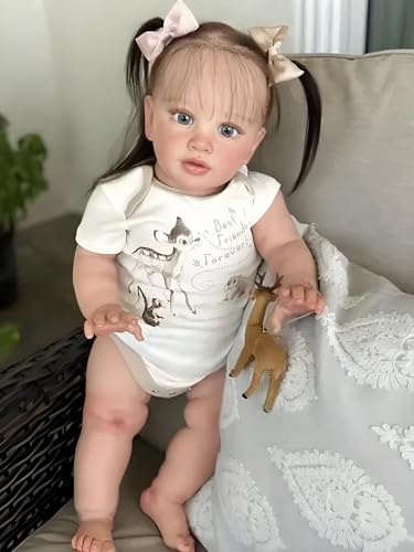 RXDOLL Reborn Kleinkind-Puppe, 66 cm, große Größe, realistische Babypuppe, die echt aussieht, Babypuppe, weiches Tuch, Körper, Silikon, Babys, Reborn-Mädchen mit blauen Augen, für Kinder ab 3 Jahren – Bild 4