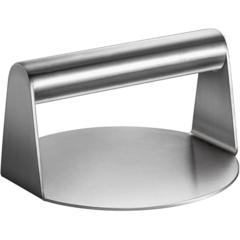 Mallez Smash Burger Press, 5.51 in Stainless Steel Burger Cookie Presses, Heavy Duty Smasher for Flat Top Griddle Grill Cooking, Steak, Paninis, Flatbreads, BBQ, Sandwich Cover