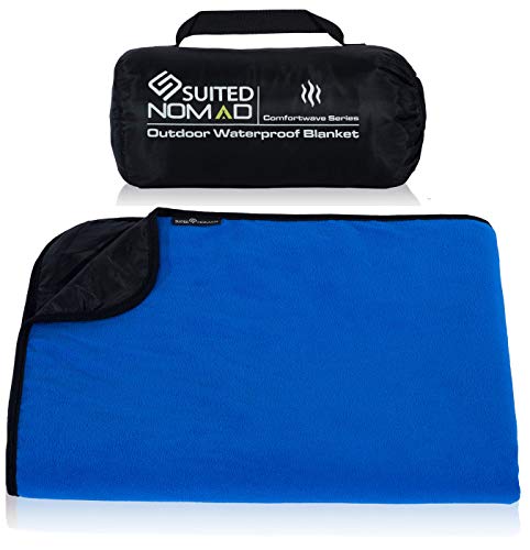 SuitedNomad XL Waterproof Thick Fleece Outdoor Blanket with Thermal Reflective Liner, Patented Design