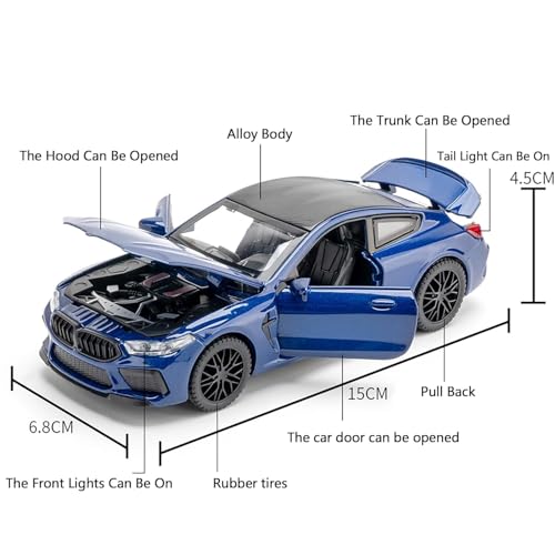 Image of 1 /32 B-M-W M8 Luxury Car Toy Metal Pull Back Diecast Car with Openable Door and Sound Light, Gifts Toys for Kids【 Black Colorr 】
