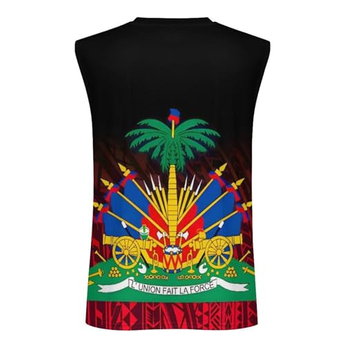 Men's Haitian Flag Print Tank Tops Moisture-Wicking Quick Dry Gym Beach Summer Sleeveless Shirts4