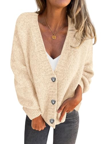 PRETTYGARDEN Cardigan Sweaters for Women Trendy Fall 2025 Long Sleeve Button Down Oversized Chunky Knit Sweater Outerwear
