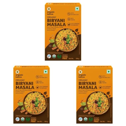 Image of Organic Tattva, Organic Biryani Masala Powder 100 Gram | Rich in Flavour and No Artificial Additives (Pack of 3)
