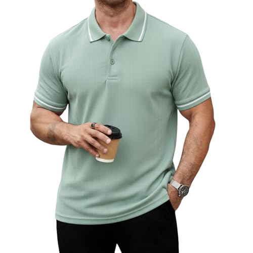 Image of Mack Jonney Men's Premium Jacquard Polo T-Shirt | Short Sleeve Soft Knit Fabric | Stylish Casual & Smart Wear Polo-M6907