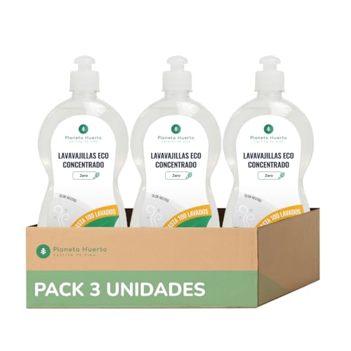 PLANETA HUERTO | Pack 3x Lavavajillas Manual Hipoalergénico Sin Perfume Eco 750 ml - Desengrasante Natural para Cocinas Saludables