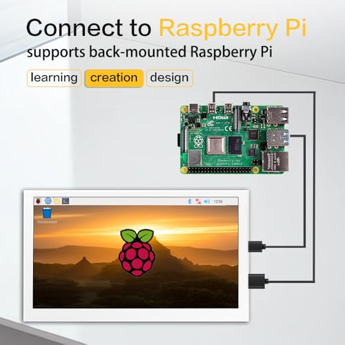 Image of Small Monitor 7 inch 1024x600 IPS Capacitive Touch 7 inch HDMI Wide Screen Portable LCD Display with Speakers for Raspberry Pi Laptop White