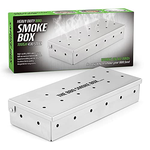 BBQ Wood Chip Smoke Box By CKB LTD Heavy Duty Stainless Steel Barbecue Smoker Metal Outdoor Cooking...