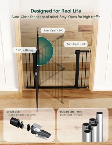 Image of Babelio 36-57 inch Extra Wide Baby Gate for Stairs No Drilling, PressGuard
