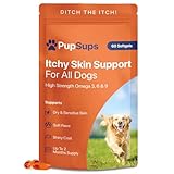 Dog Itchy Skin Relief - Anti Itch Dog Allergy Relief | Supports Dry, Itchy & Sensitive Skin | 60 Softgels by PupSups (Up to 2 Months Supply)