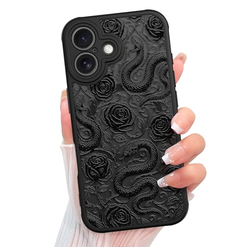 KANGHAR Magnetic Designed for iPhone 17 Case, Black Snake & Rose