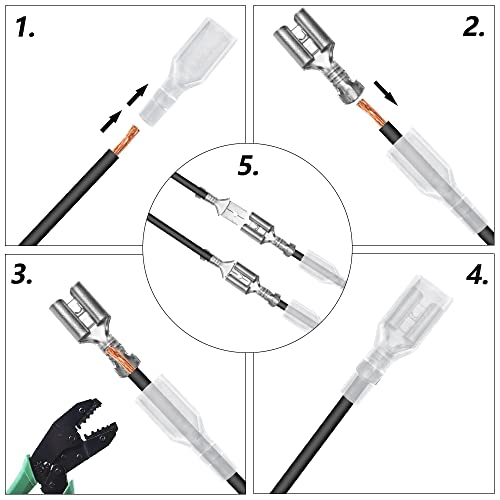 WMYCONGCONG 360 PCS 2.8mm 4.8mm 6.3mm Male Female Wire Spade Crimping Terminal with Insulating Sleeve Quick Splice Wire Terminals - Image 4