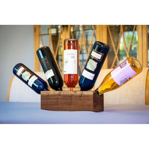 Soporte para 5 botellas de vino de madera roble rojo miniatura 1