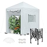 WORKPRO Greenhouse, 94' x70' x98' Instant Pop-up Heavy Duty Gardening Green House Canopy with Robust PE Cover, Indoor Outdoor Plant House Shed with Roll-up Entry Doors and 2 Screen Windows