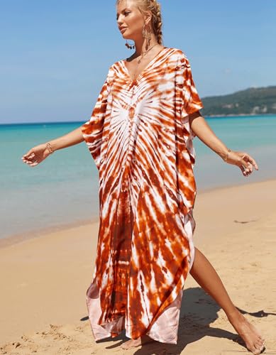 Image of NFVNKJ Women's Plus Size Beach Lounge Kaftan Maxi Dress Swimsuit Coverup for Women