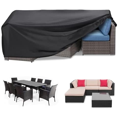 RICHIE Garden Furniture Cover Waterproof Heavy Duty 420D Oxford Fabric 250x200x80cm Rectangular Garden Table Covers Patio Table Cover Waterproof Anti-UV Rattan Furniture Covers for Furniture Sets Cover