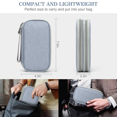 Image of FYY Electronic Organizer, Travel Cable Organizer Bag Pouch Electronic Accessories Carry Case Portable Waterproof Double Layers All-in-One Storage Bag for Cable, Charger, Phone, Earphone Light Grey