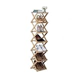 Relaxdays Schuhregal, 7 Schuhablagen, Klappregal für Flur & Schlafzimmer, HBT 125 x 28 x 28 cm, faltbar, Bambus, Natur