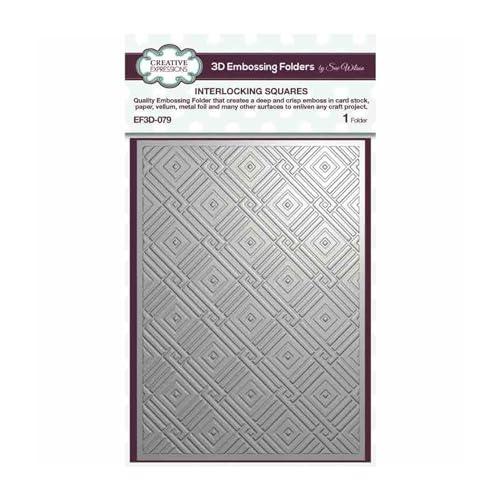 Creative Expressions Interlocking Squares 5 in x 7 in 3D Embossing Folder, 5 x 7 in
